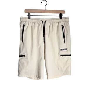 PUBLIC RECORD mesh lined zip pocket athletic drawstring vacation swim trunks XL